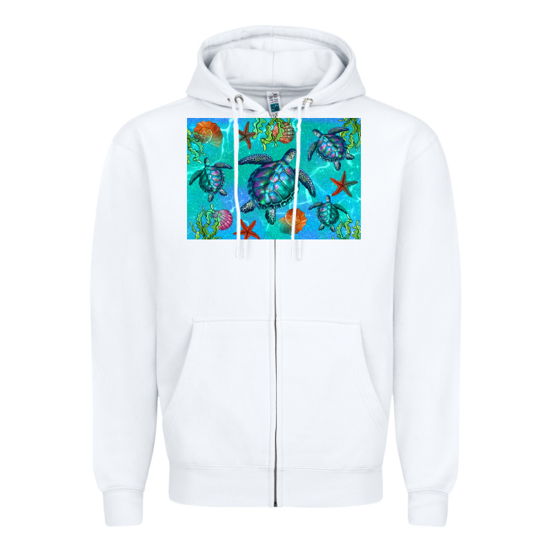 Turtle Seashells Starfish Zipper Hoodie by Artiststas | Teevron