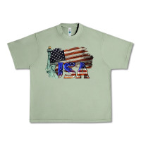 Oil Green usa  statue of liberty Urban Heavy Tee - BarkalooDesign
