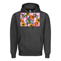 Charcoal Heather Sunflowers Turtle Zipper Hoodie - Artiststas