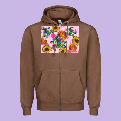 Sunflowers Turtle Zipper Hoodie Designed By Artiststas