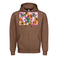 Chestnut Sunflowers Turtle Zipper Hoodie - Artiststas