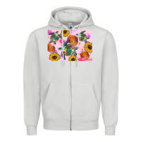 Dove Grey Sunflowers Turtle Zipper Hoodie - Artiststas