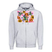 Heather Grey Sunflowers Turtle Zipper Hoodie - Artiststas