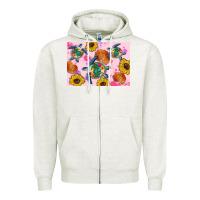 Oatmeal Heather Sunflowers Turtle Zipper Hoodie - Artiststas