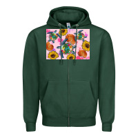 Sports Green Sunflowers Turtle Zipper Hoodie - Artiststas