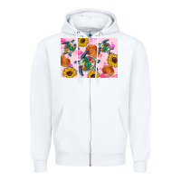 White Sunflowers Turtle Zipper Hoodie - Artiststas
