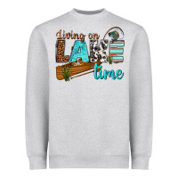 Heather Grey living on lake time Heavyweight Sweatshirt - texasbilliewilder