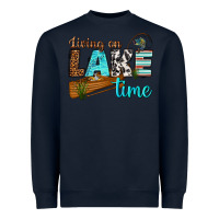 Navy living on lake time Heavyweight Sweatshirt - texasbilliewilder