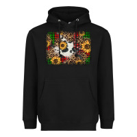 Black distressed christmas sunflowers leopard cowhide background Heavyweight Hoodie - Jasminsmagicworld
