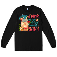 Black drink in my hand toes in the sand Long Sleeve Tee - HRA Design Shop