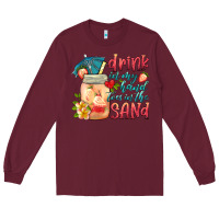 Burgundy drink in my hand toes in the sand Long Sleeve Tee - HRA Design Shop