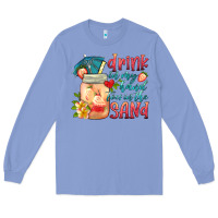 Colony Blue drink in my hand toes in the sand Long Sleeve Tee - HRA Design Shop