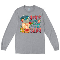Heather Grey drink in my hand toes in the sand Long Sleeve Tee - HRA Design Shop