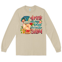 Mushroom drink in my hand toes in the sand Long Sleeve Tee - HRA Design Shop