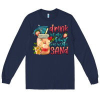 Navy drink in my hand toes in the sand Long Sleeve Tee - HRA Design Shop
