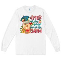White drink in my hand toes in the sand Long Sleeve Tee - HRA Design Shop
