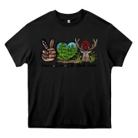 Black Peace Love Elk Buck Deer Heavy Core Tee - LillyAllenDesigns