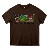 Chocolate Brown Peace Love Elk Buck Deer Heavy Core Tee - LillyAllenDesigns