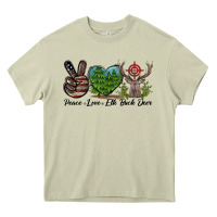 Mossy Peace Love Elk Buck Deer Heavy Core Tee - LillyAllenDesigns