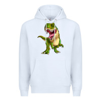White T-rex Premium Hoodie - MaliasSmallBusiness