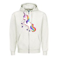 Oatmeal Heather unicorn Zipper Hoodie - Artiststas