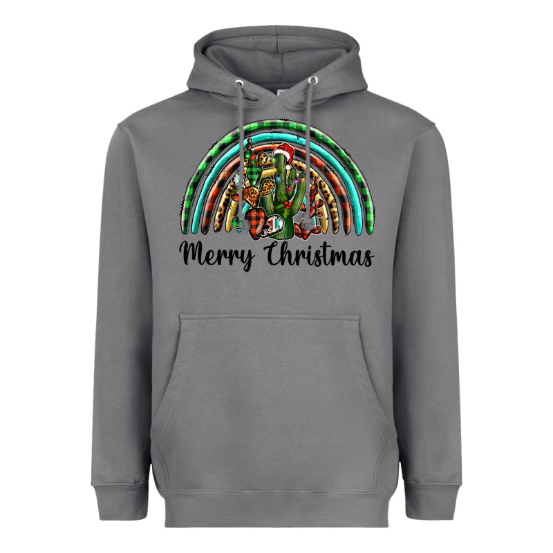 Merry Christmas Cactus Rainbow Heavyweight Hoodie by BarkalooDesign | Teevron