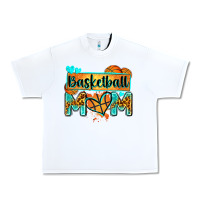 White basketball mom with leopard Urban Heavy Tee - Zillion Design Studio