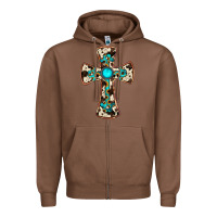 Chestnut cowhide gemstone  cross Zipper Hoodie - JahusDesignShop