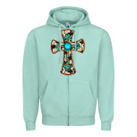 Seafoam cowhide gemstone  cross Zipper Hoodie - JahusDesignShop