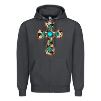 Smoke cowhide gemstone  cross Zipper Hoodie - JahusDesignShop