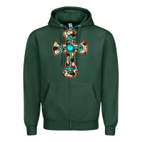 Sports Green cowhide gemstone  cross Zipper Hoodie - JahusDesignShop