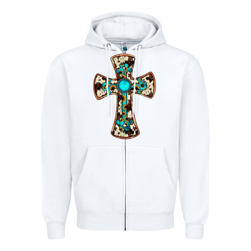 Cowhide Gemstone  Cross Zipper Hoodie by JahusDesignShop | Teevron