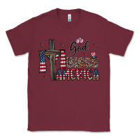 Burgundy god bless america Classic Tee - CowhideDigitalArt