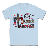 Dusty Blue god bless america Classic Tee - CowhideDigitalArt