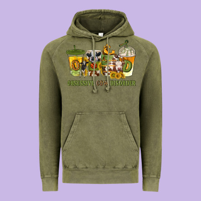 Obsessive Cow Disorder Coffee Cups Vintage Hoodie Designed By Texasbilliewilder