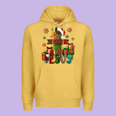 The Real Gift Is Jesus Premium Hoodie Designed By Nancycooperartshop