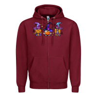 Burgundy witch gnomes Halloween Zipper Hoodie - BundleAndBundleShop