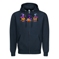 Navy witch gnomes Halloween Zipper Hoodie - BundleAndBundleShop