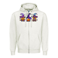 Oatmeal Heather witch gnomes Halloween Zipper Hoodie - BundleAndBundleShop