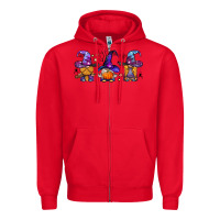 Red witch gnomes Halloween Zipper Hoodie - BundleAndBundleShop