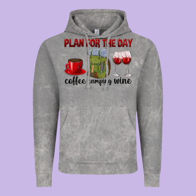 Plan For The Day Coffee Camping Wine Vintage Hoodie Designed By Texasbilliewilder