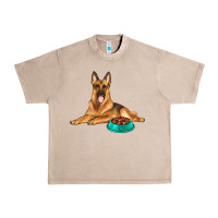 French Oak german shepherd with food bowl Urban Heavy Tee - texasbilliewilder
