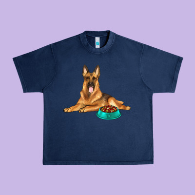 German Shepherd With Food Bowl Urban Heavy Tee Designed By Texasbilliewilder