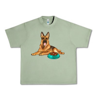 Oil Green german shepherd with food bowl Urban Heavy Tee - texasbilliewilder