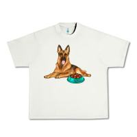 Pistachio german shepherd with food bowl Urban Heavy Tee - texasbilliewilder