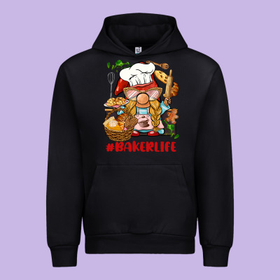 Baker Life Gnome Urban Hoodie Designed By Barkaloodesign
