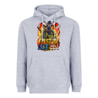 Heather Grey First In last Out American Firefighter Heavyweight Hoodie - LillyAllenDesigns
