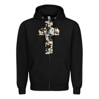 Black cowhide cross Zipper Hoodie - JahusDesignShop