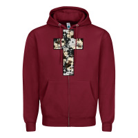 Burgundy cowhide cross Zipper Hoodie - JahusDesignShop