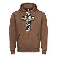 Chestnut cowhide cross Zipper Hoodie - JahusDesignShop